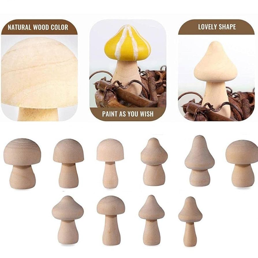 Amazon.co.jp: 木製のきのこ 未完成の未塗装の天然木製のきのこ